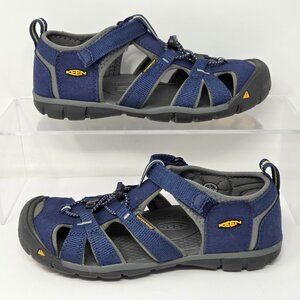 Keen Boys 4 BLUE Water Shoe Sandals Seacamp II Youth River Outdoor Fisherman